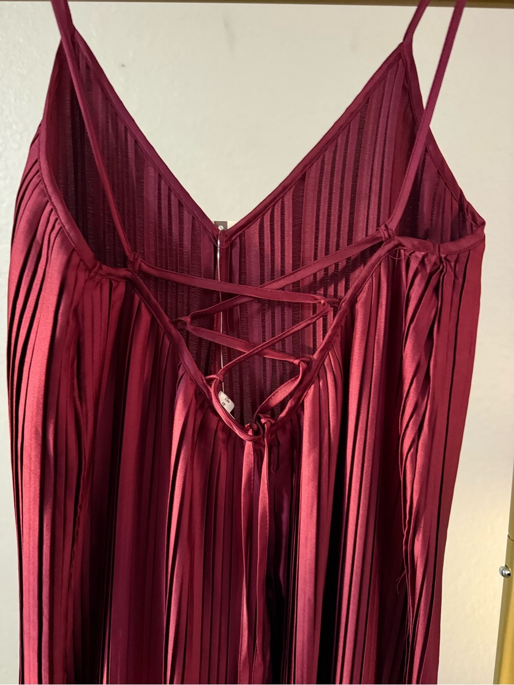 Anthropologie NWT Wine Burgundy Pleated Maxi Dress XS - Picture 4 of 9
